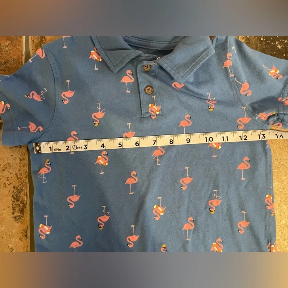 Jumping Beans Blue Flamingo Kids Polo Shirt Size 5T